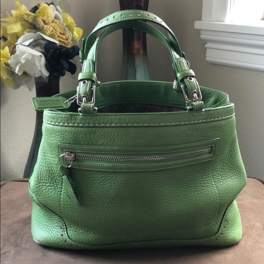 Coach Green Pebbled Leather Tote